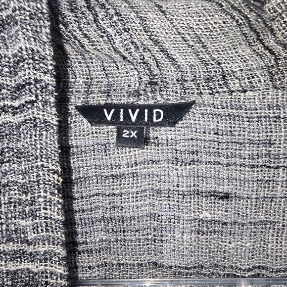 Vivid Mid Length Kimono Relaxed Long Line Open Cardigan Linen Space Dye Gray 2X - Picture 4 of 9